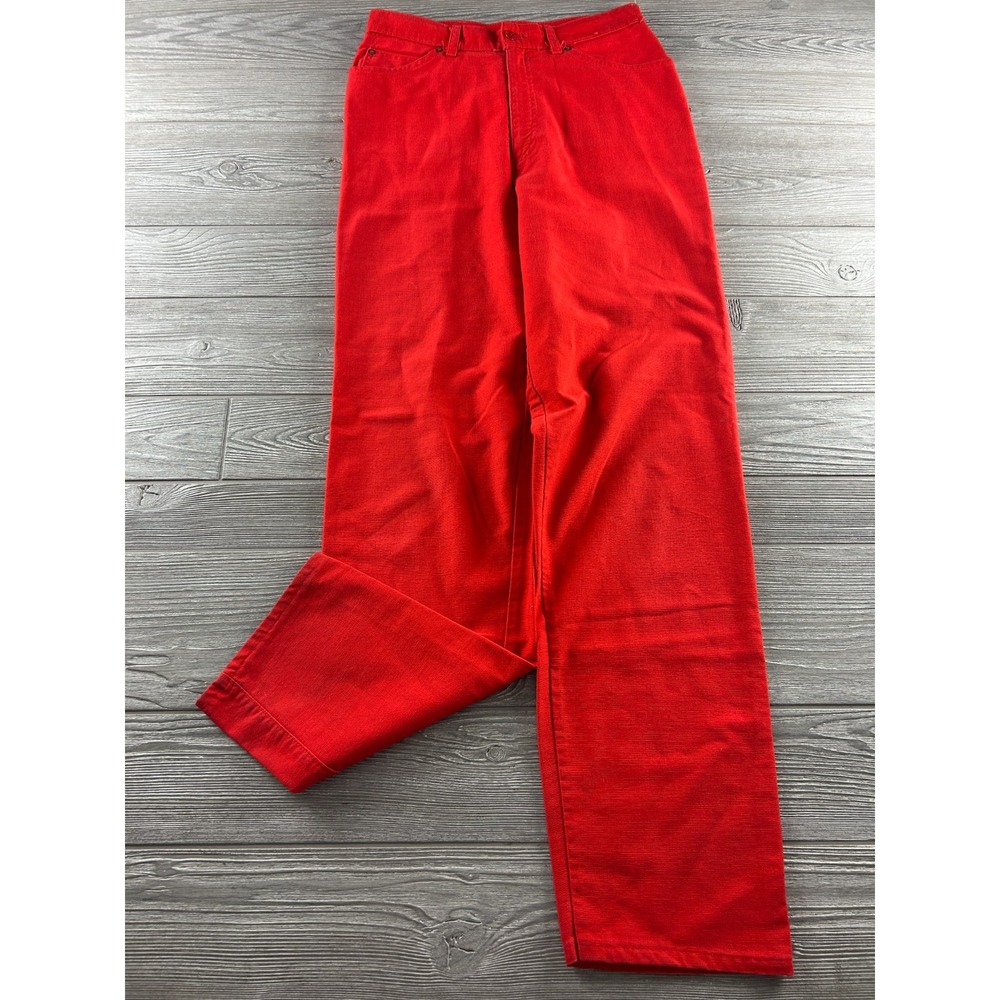 Vintage Big E Levis Straight Leg Jeans Red Size 14 Long High Rise Womens